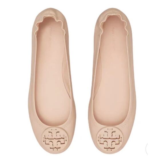 Tory Burch Leather Minnie Ballet Flats Pale Mauve Color Size 39 US 8 - Picture 1 of 5